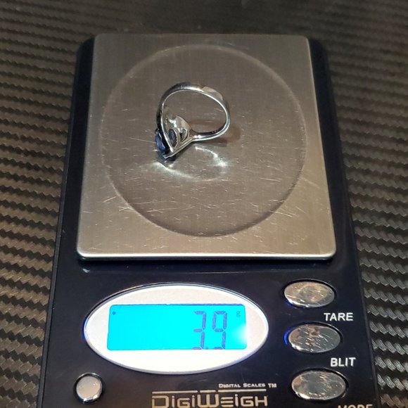 Size 7 925 Sterling Silver Fancy Purple Cubic Zirconia And Blue Green Opal Ring - Picture 8 of 8